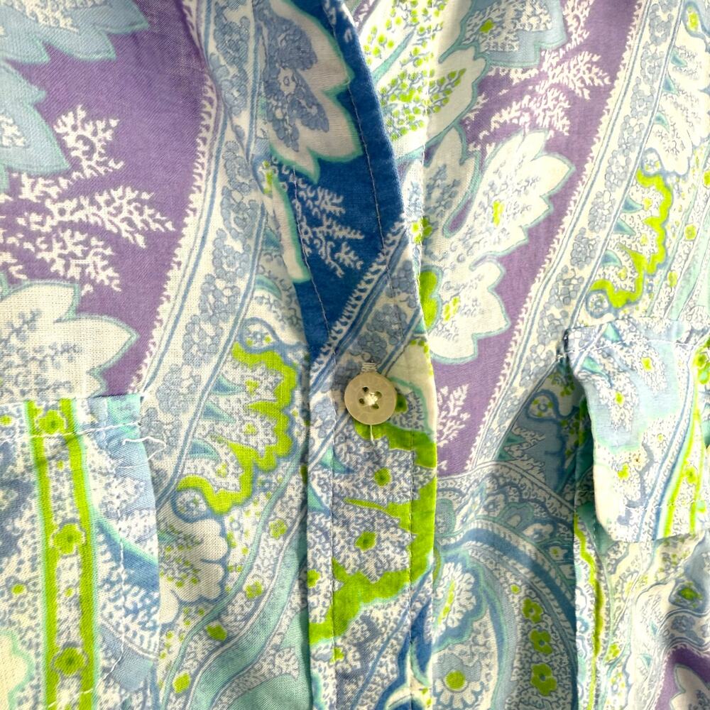 Ralph Lauren Sz XL Blue Green Tropical Lightweight Long Sleeve Blouse Shirt Top - Picture 6 of 9